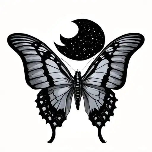 Night Sphinx Butterfly Moon