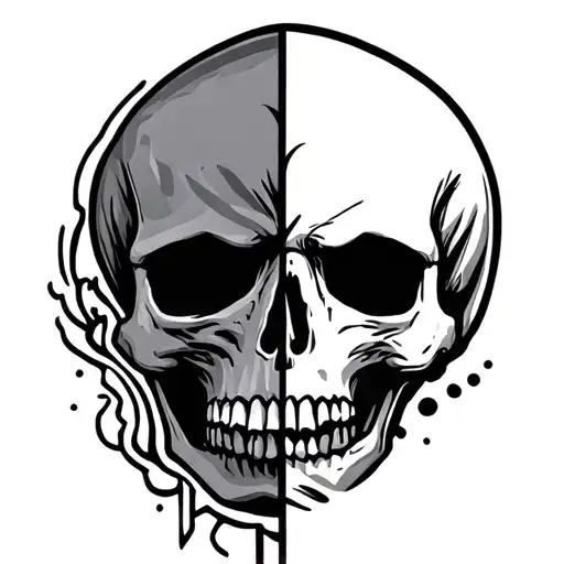 Half Skull Or Skull Tatto On Hand