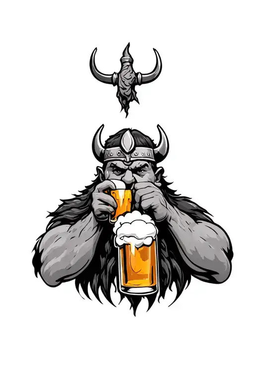 Crazy Viking Drinking Beer But Cartoony