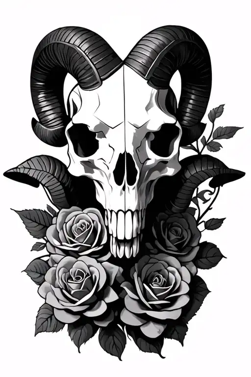 Ram Skull With Roses