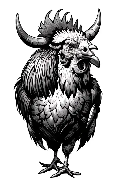 Rooster With Ox Horns