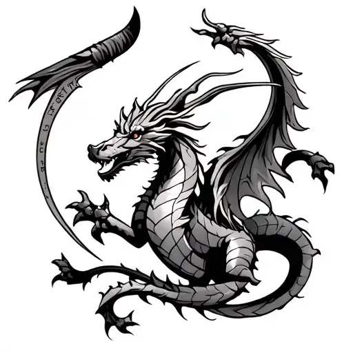 Sagittarius Tattoo With Combination Of Dragon Birth With Uniqy Color And Design