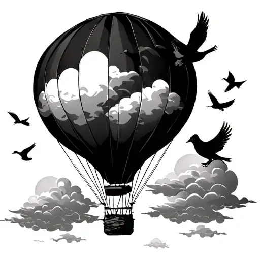 Sun Splits Clouds Hot Air Balloon Cardinals Flying