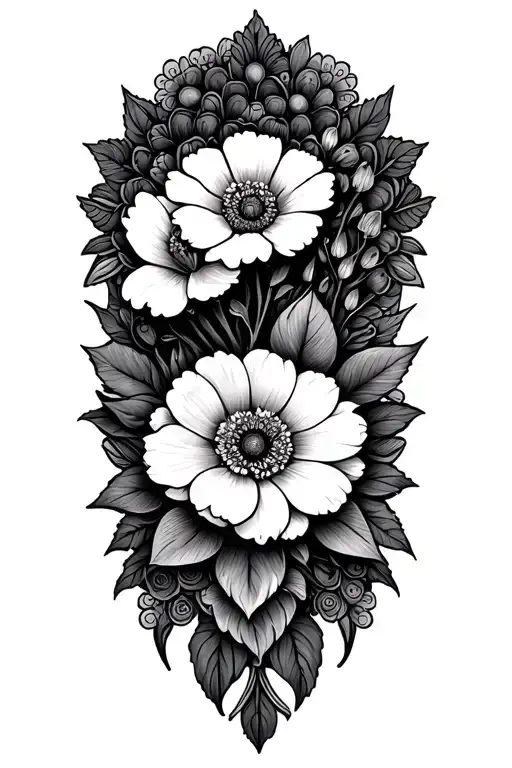 Mandala With Birth Flowers Of January July And November