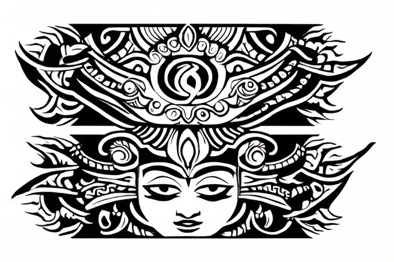 Maori Armband Tatttoo With Trishul And Krishna Chakra