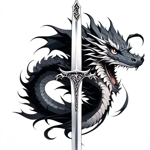 Abstract Dragon With Sword