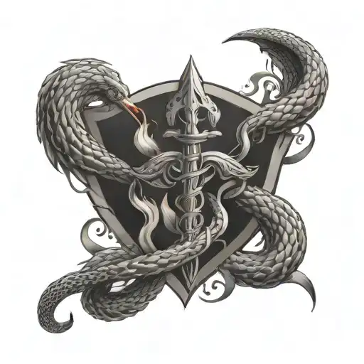 Caduceus With Fire And Snakes