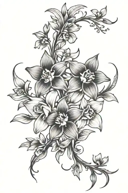 Wrap Around Vine With Larkspur And Daffodil