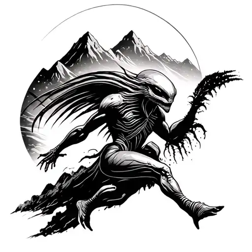 Alien Running Mountains Incorporate God