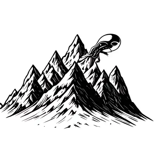 Simple Alien Running Mountains Incorporate God Figure Surrounded