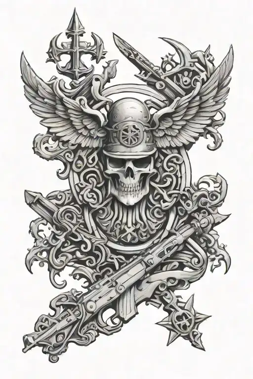 Detailed Wood Carving Design With Hidden Military Symbols
