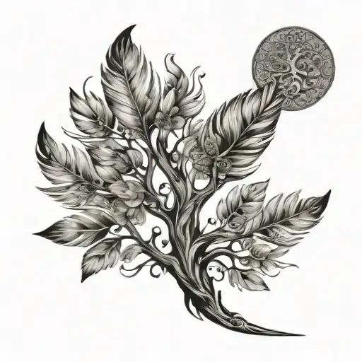 Down Feather With Tree Of Life Breathe