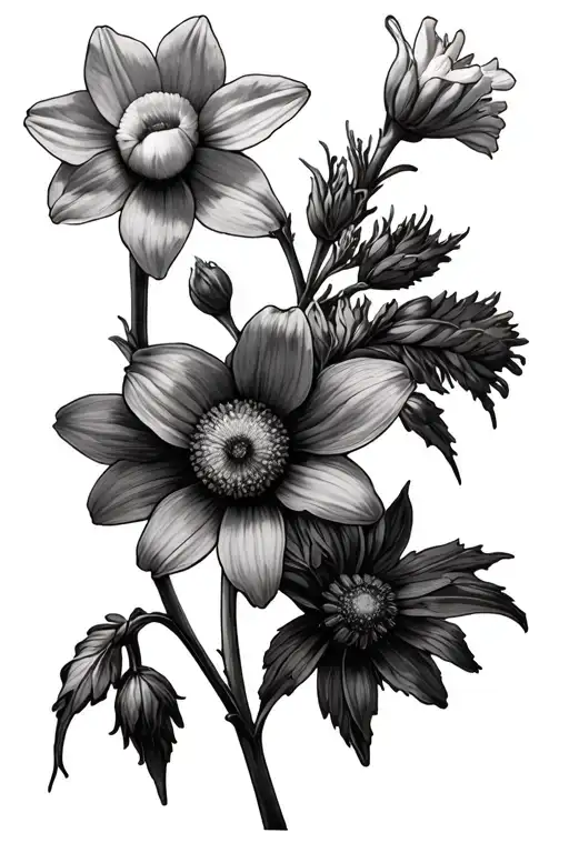 Larkspur And Daffodil Daisy Larkspur