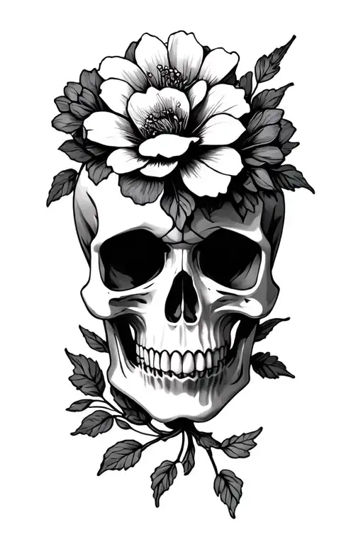 Skull An Flowers Symbolizing