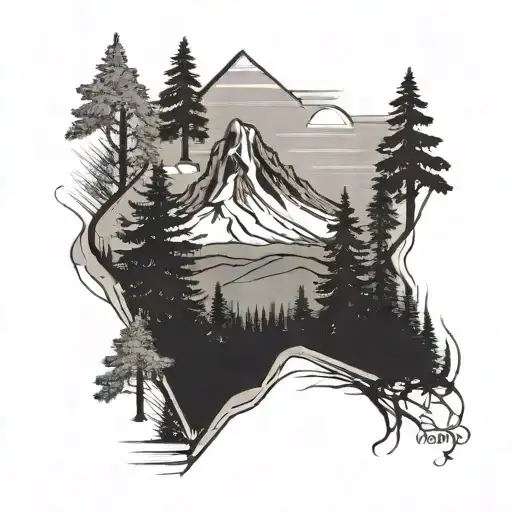 Mt Hood With Trees