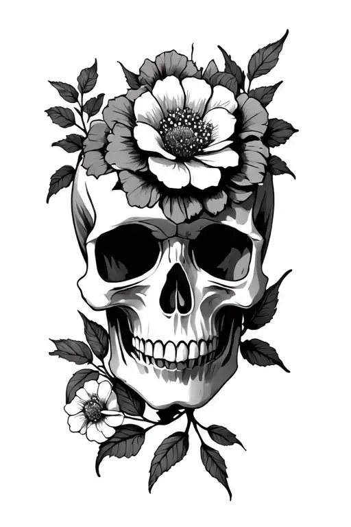 Skull An Flowers Symbolizing Your Love