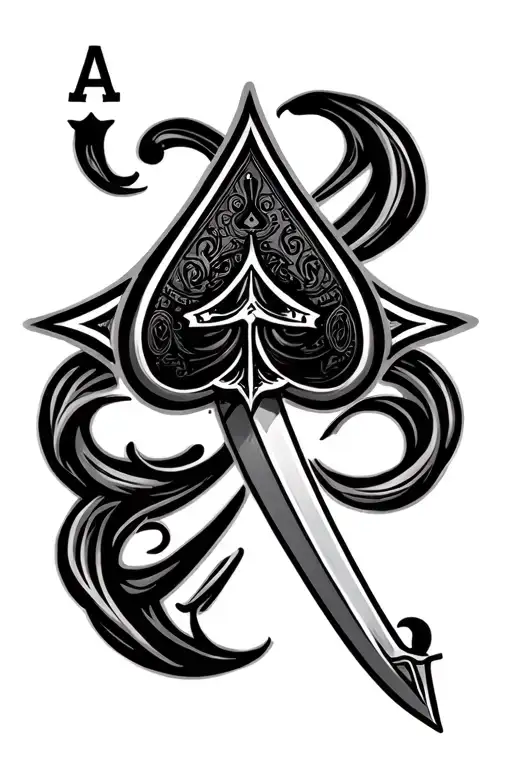 Long Sword With Ace Of Spades Logo On Sword