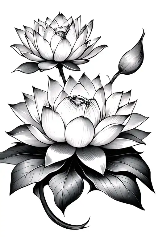 Japo Tatto Style Lotus Flower