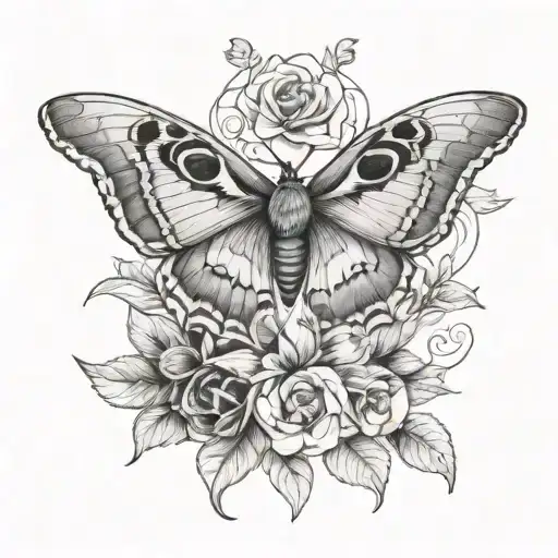 Polyphemus Moth Flower Intertwined