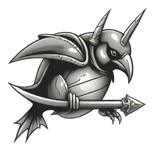 Armored Penguin With Sword Emerging