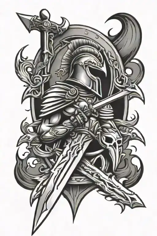 Spartan Sword With Penguin Head Emerging Representing Imagination