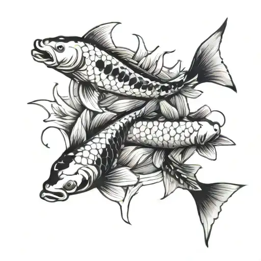 3 Koi Fish With A Star In The Center