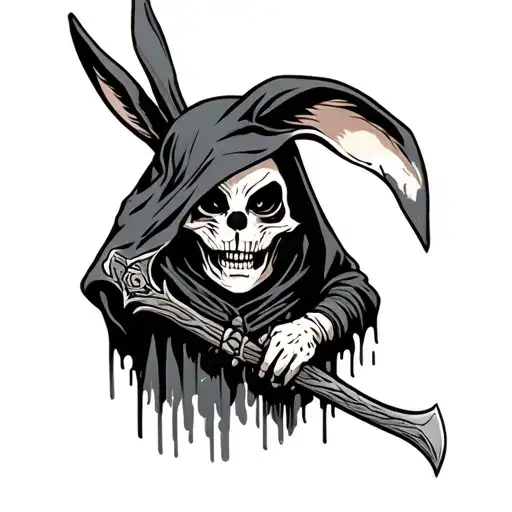 Bunny Grim Reaper Holding Scyth