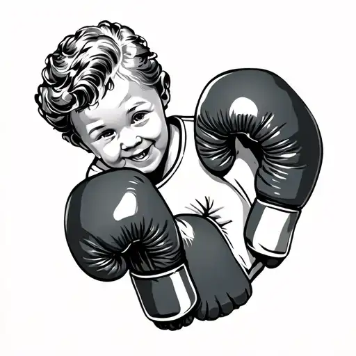Grandma Giving Her Son Boxing Gloves