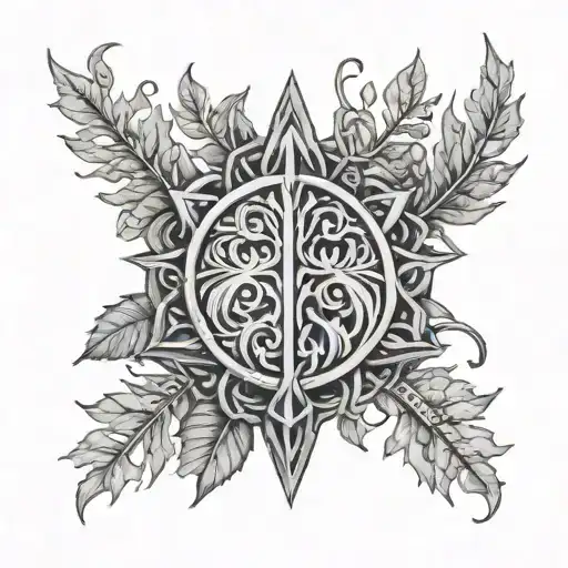 Viking Inspired Tattoo Of Vegvisir Hidden In The Leaves Of Yggdrasil With Paintbrush Style Linework