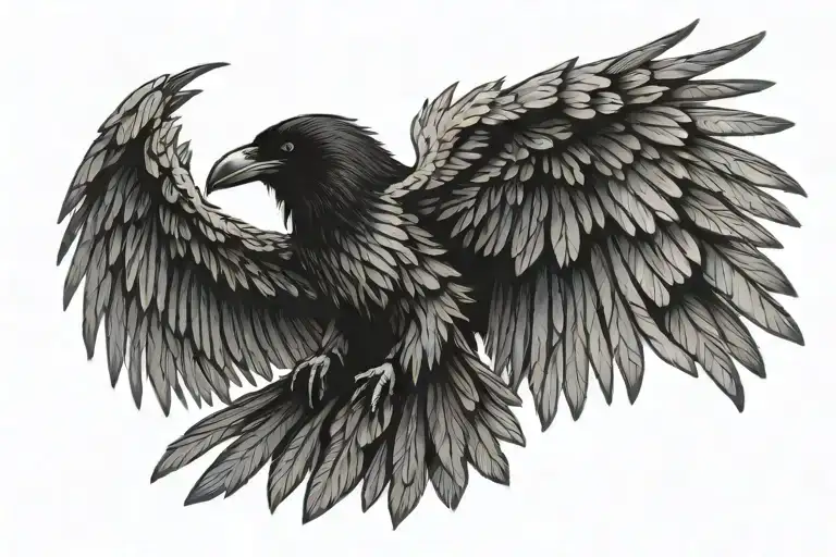 Raven Wings Spread Wide