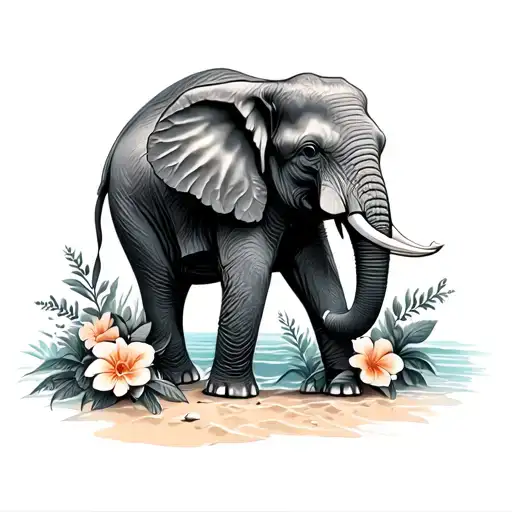 Elephant Hibuscus Flowers Beach