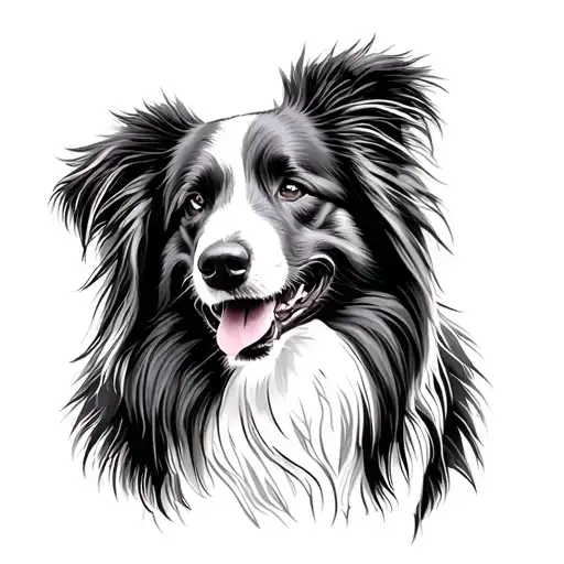 Female Rough Collie Portrait With Tounge Out