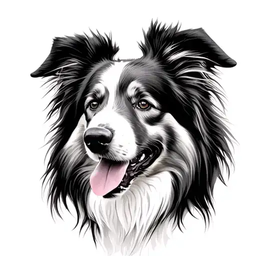 Female Rough Collie Portrait With Tounge Out