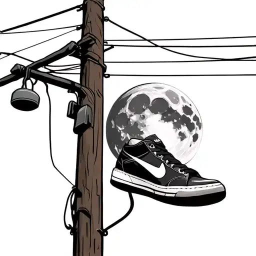Telephone Pole And Sneakers Hanging Moon