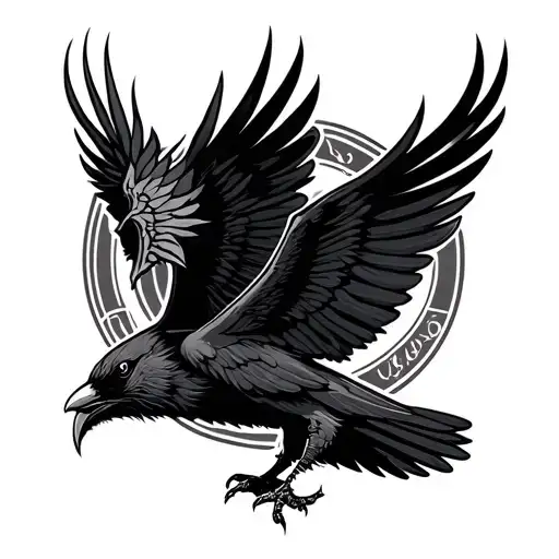 Crow Flying Rune Viking