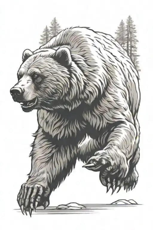 Standing Roaring Grizzly Bear