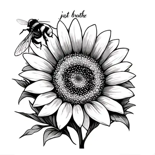 Daises Sunflower Bee Just Breathe