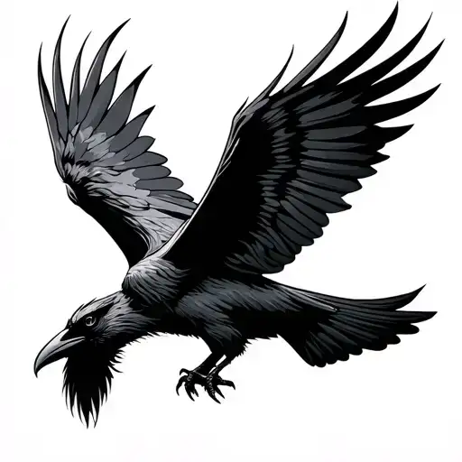 Crow Flying Rune Viking
