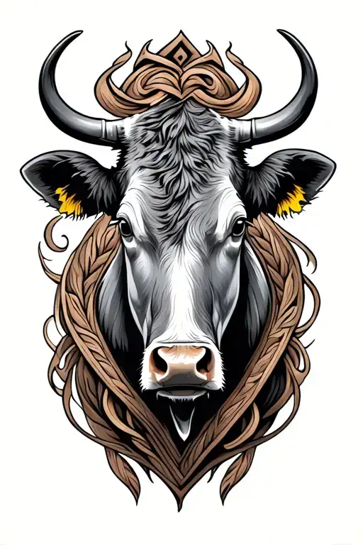 Tooled Leather With Cow Tags Intertwined