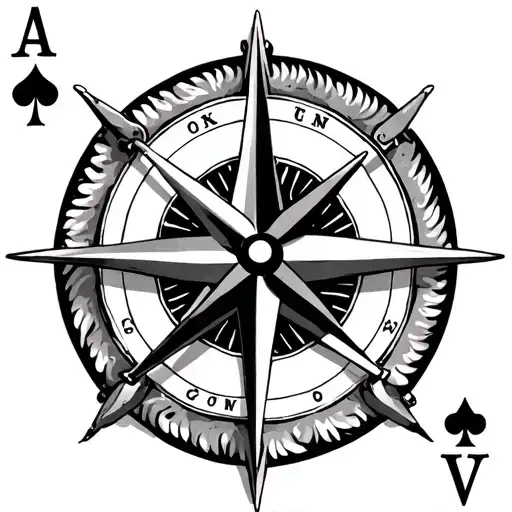 Compass With Ace Playing Card
