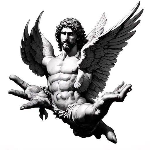 Icarus Flying Towards The Hand Of Man