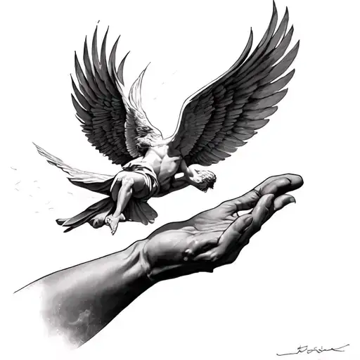 Icarus Flying Towards The Hand Of God