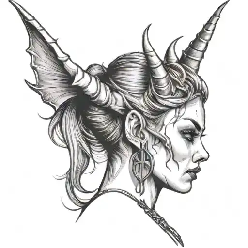 Side Profile Female Devil Horns