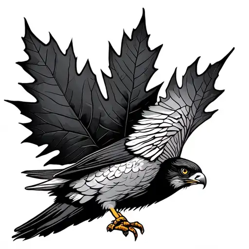 Falcon Clutching A Canadian Maple Leaf