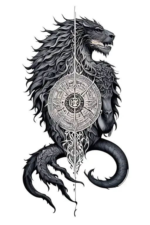 Pices Zodiac Back Tatoo Design