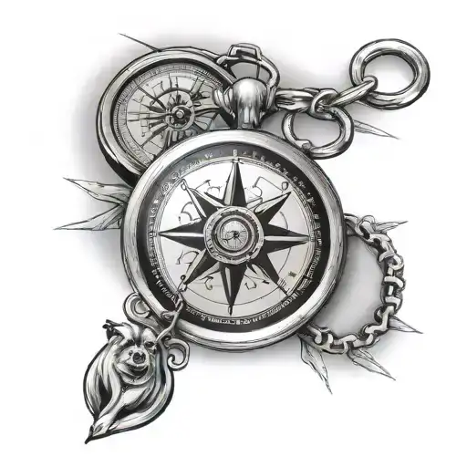 Compass With 2 Dog Tags Hanging