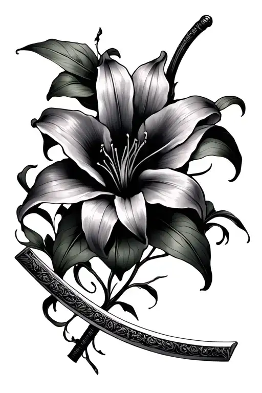 Katana And Death Lily Flower