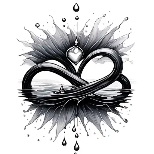 Two Drops Of Water Attached To Infinity Love