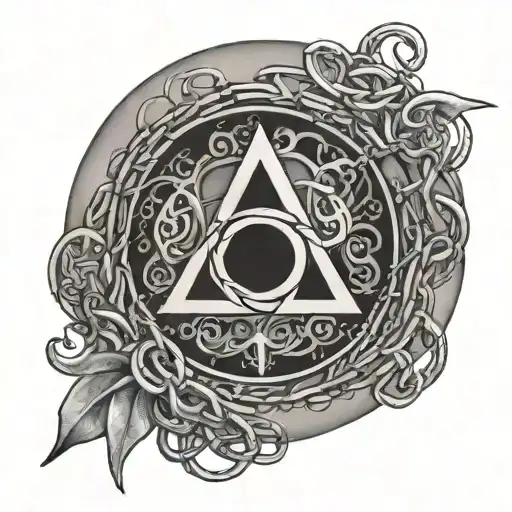 Triskellion Inside Circle With Chains Wrapped