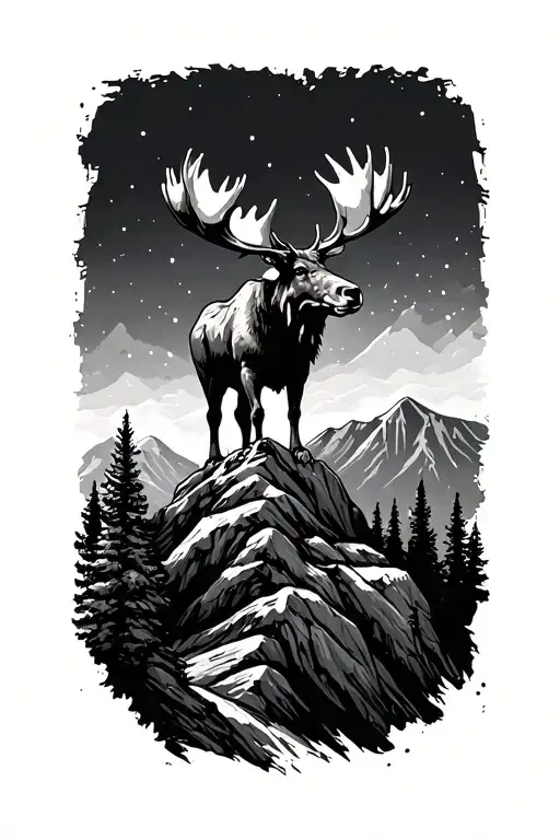 Moose Standing Proudly Atop A Mountain
